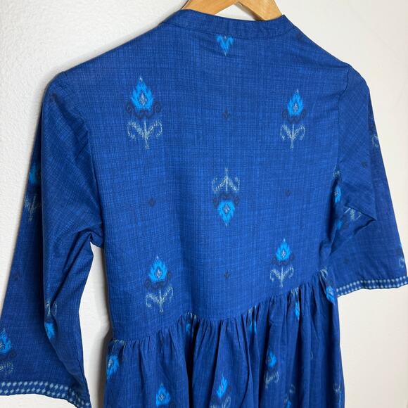 Vishudh Blue Fit and Flare 100% Cotton Dress Small - Picture 8 of 13